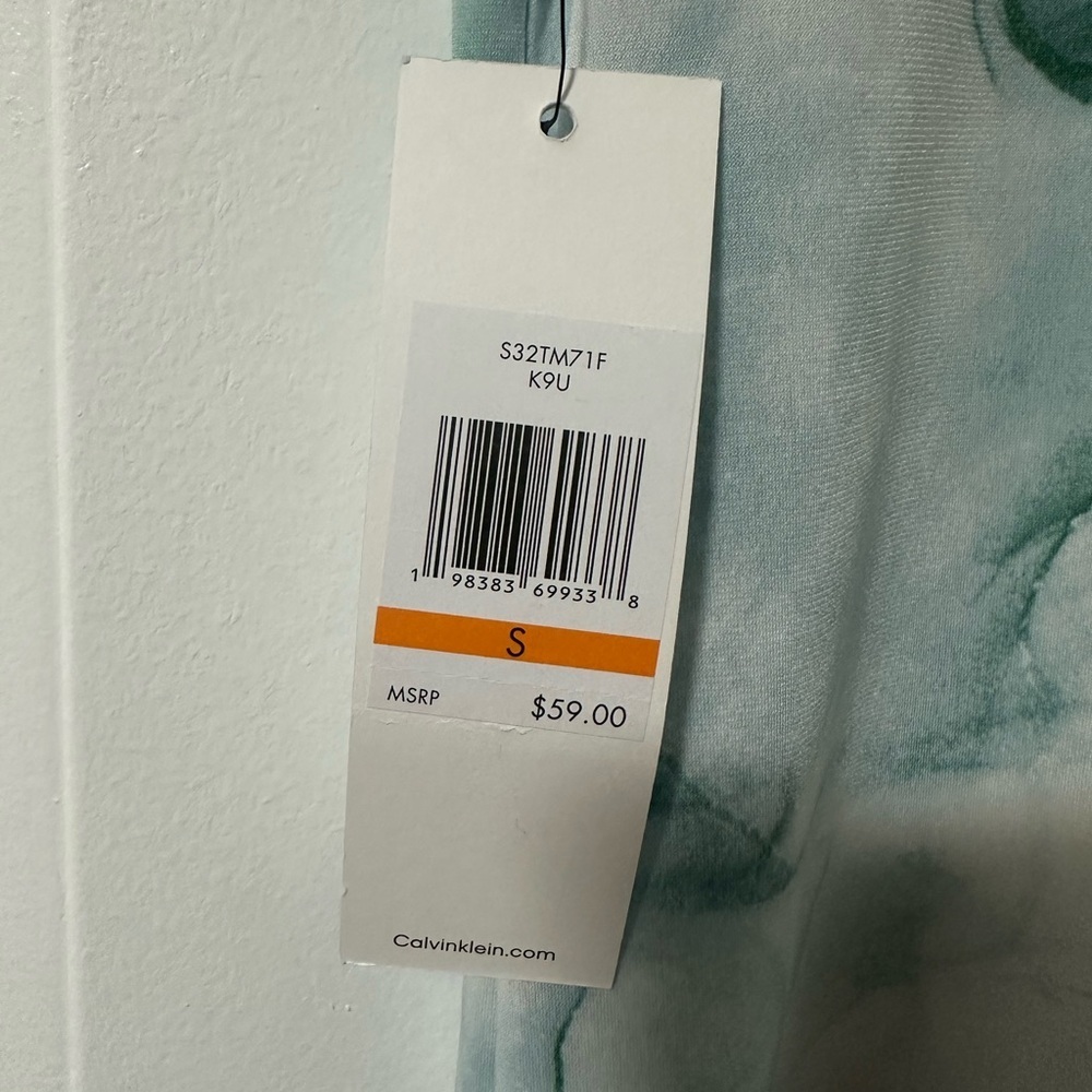 Calvin Klein Watercolor Marble Sleeveless Zip Polo Top Small NWT - Picture 6 of 13